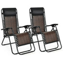2 Pieces Folding Patio Rattan Zero Gravity Lounge Chair by LJGDeals