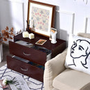 2-Drawer Dresser Horiztonal Organizer End Table Nightstand with Handle Wood-Brown by LJGDeals