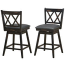 2 Pieces 24 Inch Swivel Counter Height Barstool Set with Rubber Wood Legs by LJGDeals