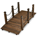 5 Feet Wooden Garden Bridge Arc Footbridge Stained Finish Walkway with Safety Rails by LJGDeals