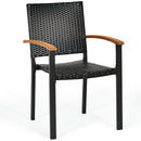 Set of 4 Outdoor Patio PE Rattan Dining Chairs with Powder-coated Steel Frame by LJGDeals