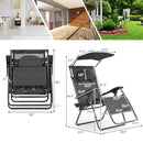 Folding Recliner Lounge Chair with Shade Canopy Cup Holder by LJGDeals