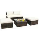 5 Pieces Patio Rattan Furniture Set with Cushioned Armless Sofa by LJGDeals