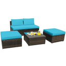 5 Pieces Patio Rattan Furniture Set with Cushioned Armless Sofa by LJGDeals