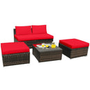 5 Pieces Patio Rattan Furniture Set with Cushioned Armless Sofa by LJGDeals