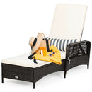 Outdoor Patio Wicker Chaise Lounge Chair with Adjustable Backrest and Pillow by LJGDeals