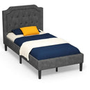 Linen Twin Upholstered Platform Bed with Frame Headboard Mattress Foundation by LJGDeals
