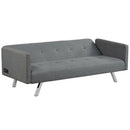 3 Seat Convertible Linen Fabric Futon Sofa with USB and Power Strip by LJGDeals