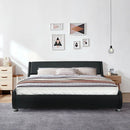 Full Size Faux Leather Upholstered Platform Bed Adjustable Headboard-Black by LJGDeals
