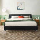 Queen Faux Leather Upholstered Platform Bed Frame Adjustable Headboard-Black by LJGDeals