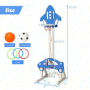 3-in-1 Basketball Hoop for Kids with Balls-Blue by LJGDeals