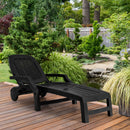 Adjustable Patio Sun Lounger with Weather Resistant Wheels-Black