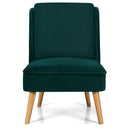 Velvet Accent Armless Side Chair with Rubber Wood Legs for Bedroom by LJGDeals