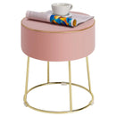 Round Velvet Footrest Stool Ottoman with Non-Slip Foot Pads for Bedside by LJGDeals