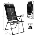 2 Pcs Portable Patio Folding Dining Chairs with Headrest Adjust for Camping -Black by LJGDeals