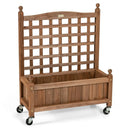 32in Wood Planter Box with Trellis Mobile Raised Bed for Climbing Plant by LJGDeals