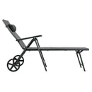 Patio Lounge Chair with Wheels Neck Pillow Aluminum Frame Adjustable-Gray by LJGDeals