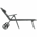 Patio Reclining Chaise Lounge with Adjust Neck Pillow-Gray by LJGDeals