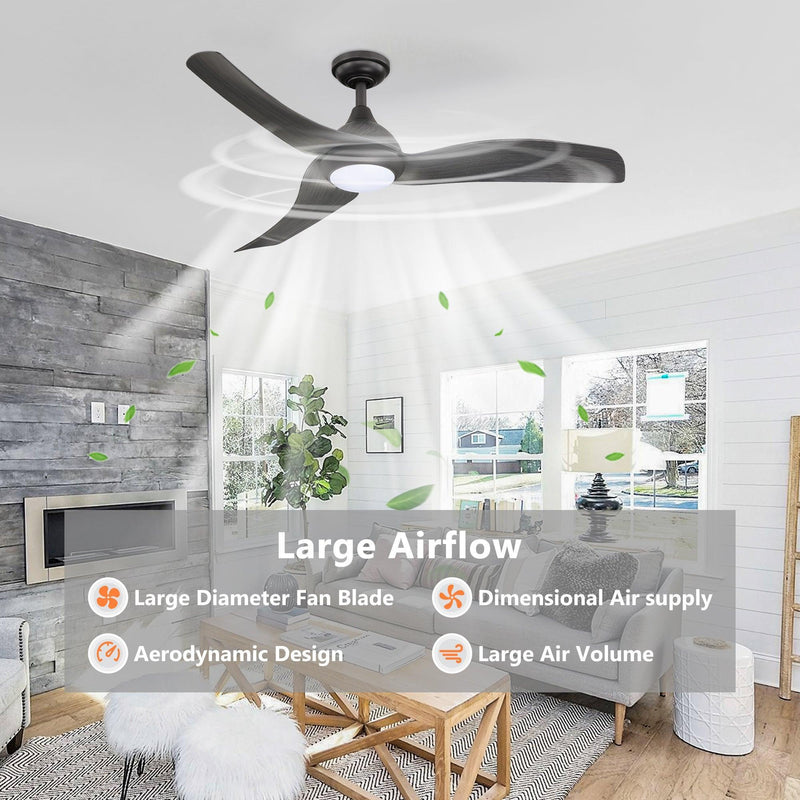 52" Industrial DC Motor Downrod Mount Reversible Ceiling Fan with LED Lighting and Remote Control