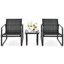 3 Pieces Patio Bistro Furniture Set with Glass Top Table Garden Deck-Black by LJGDeals