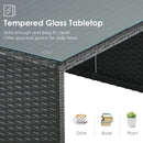 6 Pieces Patio Rattan Furniture Set with Glass Table and Cushioned Seat-Gray by LJGDeals