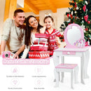 Kids Wooden Makeup Dressing Table and Chair Set with Mirror and Drawer by LJGDeals