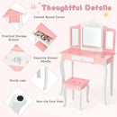 Kids Princess Vanity Table and Stool Set with Tri-folding Mirror and Drawer by LJGDeals