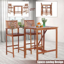 3 Pieces Acacia Wood Patio Bar Set with Sunflower Patterned Backrest by LJGDeals