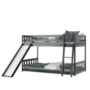 Twin over Twin Bunk Wooden Low Bed with Slide Ladder for Kids by LJGDeals