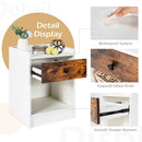 Set of 2 Nightstand with Drawer Cabinet End Side Table Raised Top by LJGDeals