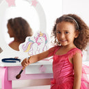 Kids Wooden Makeup Dressing Table and Chair Set with Mirror and Drawer by LJGDeals