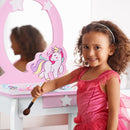 Kids Wooden Makeup Dressing Table and Chair Set with Mirror and Drawer
