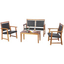 4 Pieces Outdoor Patio Rattan Furniture Sofa Set with Acacia Wood Frame by LJGDeals