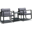 3 Pieces Cushioned Patio Rattan Set with Rocking Chair and Table-Black by LJGDeals