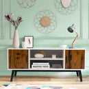 Mid-Century Wood TV Stand for 55 Inch with 2 Cabinets and Open Shelves by LJGDeals