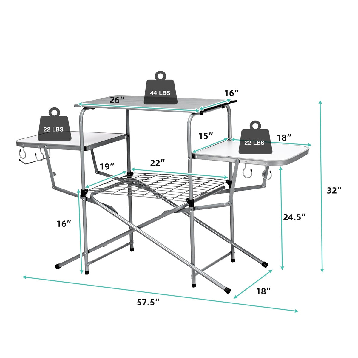 Foldable Outdoor BBQ Table Grilling Stand, photo 5 of 6