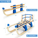 Folding Snowsled Portable Steering Slider with Pulling Ropes and Metal Rails by LJGDeals