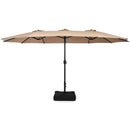 15 Feet Double-Sided Twin Patio Umbrella with Crank and Base by LJGDeals