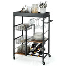 Kitchen Island Cart on Wheels with Removable Top and Wine Rack-Rustic Brown by LJGDeals