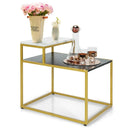 2 Tier End Side Table with Metal Frame and Storage Shelf for Living Room-White by LJGDeals