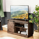 Sliding Barn Door TV Stand with Adjustable Shelf Cabinet-Dark Walnut by LJGDeals