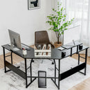 88.5 Inch L Shaped Reversible Computer Desk Table with Monitor Stand by LJGDeals