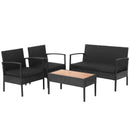 4 Pieces Patio Rattan Cushioned Furniture Set with Wooden Tabletop by LJGDeals