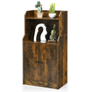 Storage Cabinet Bookcase with Doors and Display Shelf-Rustic Brown by LJGDeals