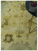 Traditional Oushak Design Blue And Beige Hand Knotted 9x13 Wool Area Rug