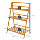 3-Tier Bamboo Foldable Plant Stand with Display Shelf Rack-Natural by LJGDeals