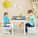 4 Pieces Kids Wooden Activity Table and Chairs Set with Storage Bench and Study Desk by LJGDeals