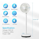 9 Inch Portable Oscillating Pedestal Floor Fan with Adjustable Heights and Speeds-White by LJGDeals