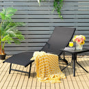 2 Pieces Patio Folding and Stackable Chaise Lounge Chair with 5-Position Adjustment-Black by LJGDeals