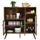 Buffet Kitchen Storage Cupboard with Glass Door and Adjustable Shelves-Rustic Brown by LJGDeals